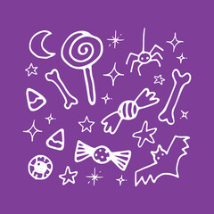 Halloween illustration on purple