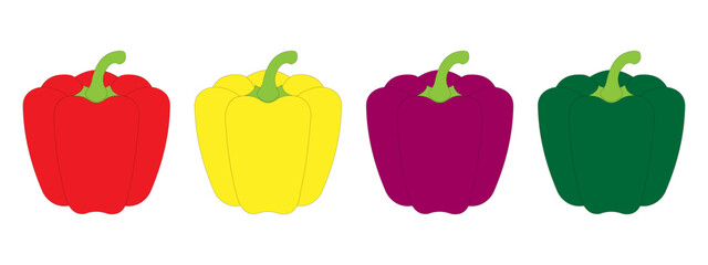Red, Yellow, Purple and Green Bell Peppers