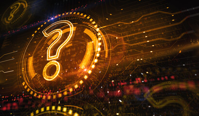 image descripQuestion mark, search, support, faq, quiz and help symbol digital concept. Network,...