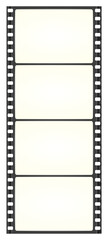 Vertical wide-angle filmstrip, film frames on transparent background