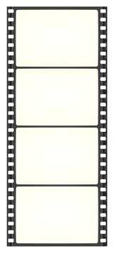 Vertical wide-angle filmstrip, film frames on transparent background