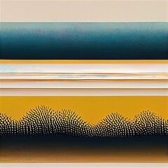 Modern, elegant, abstract and fantastic graphic design in retro Japanese style with linear objects in blue and black gradient and golden shapes of floral patterns, like ukiyoe on sliding doors