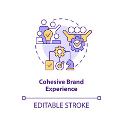 Cohesive brand experience concept icon. Way to develop product longevity abstract idea thin line illustration. Isolated outline drawing. Editable stroke. Arial, Myriad Pro-Bold fonts used