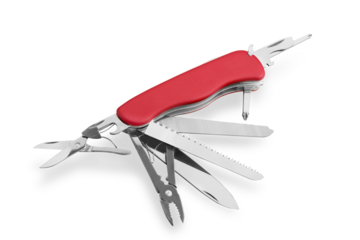 Multi-Tasking metal Penknife isolated on white