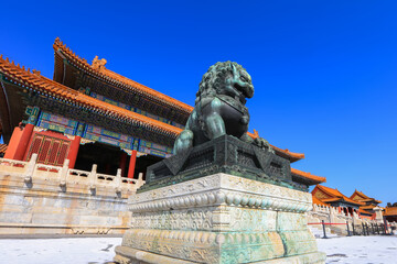 Bronze Lion at the Forbidden City in Beijing