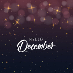 Obraz na płótnie Canvas Hello December lettering with light. Elements for invitations, posters, greeting cards Seasons Greetings 