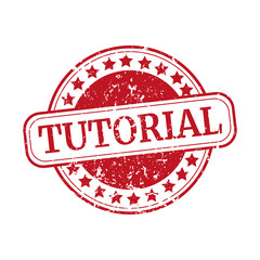 Tutorial round grunge vintage sign. tutorial stamp