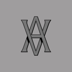 A V Monogram interlocking letters emblem. Art Deco style log