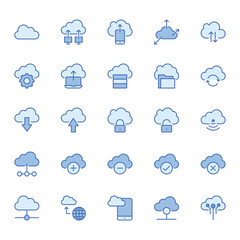 Fototapeta premium Fill blue outline icon for Cloud Computing