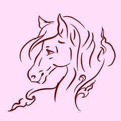 horse head tattoo vector for card decoration background