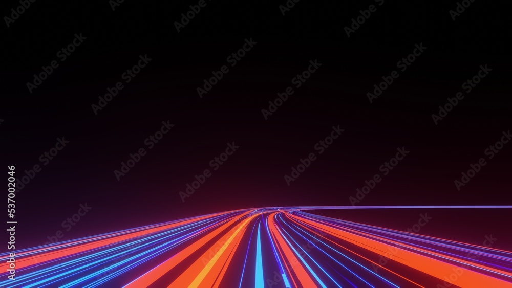 Poster 3d render motion line of speed and power or light trails. high-speed light with curve movement beam.