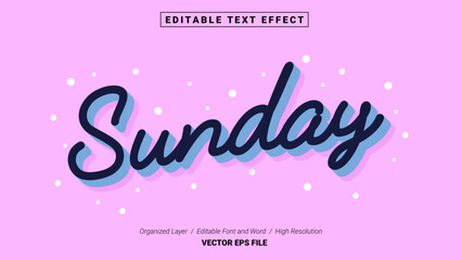 Editable Sunday Font Design. Alphabet Typography Template Text Effect. Lettering Vector Illustration for Product Brand and Business Logo.
