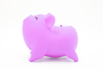 Piggy bank on white background. Finance, saving money concept.