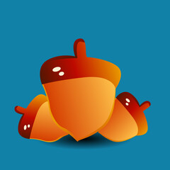 Colorful oak brunch modern flat illustration ek acorn vector