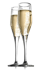 Two Champagne Glasses - Isolated - obrazy, fototapety, plakaty