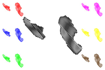 Grande Soeur and Petite Soeur island (Republic of Seychelles, Indian Ocean, Inner Islands) map vector illustration, scribble sketch Big Sister and Small Sister Island map