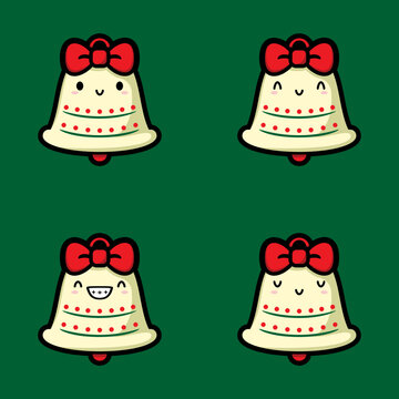 Vector Illustration Of Cute Christmas Bell Emoji