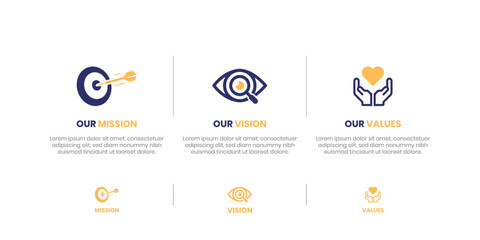 Mission Vision Values infographic Banner template. Company goal infographic design with  Modern flat icon design. vector illustration infographic icon design banner - obrazy, fototapety, plakaty