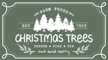 Vintage sign for Christmas Tree Farm vector - 537008036