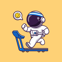 Cute Astronaut Running On Treadmill Cartoon Vector Icon  Illustration. Science Sport Icon Concept Isolated Premium  Vector. Flat Cartoon Style  © catalyststuff