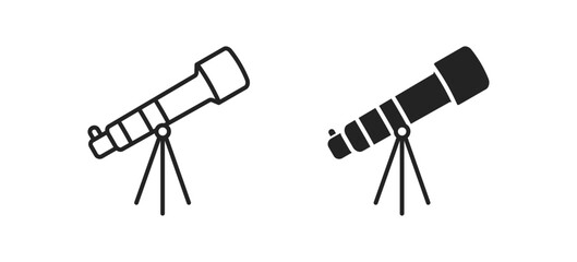Telescope icon. Monocular sign. Symbol of researching, observing, discovering. Astronomy concept.