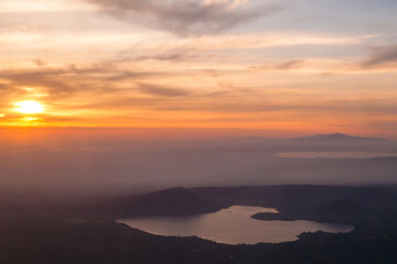 Fototapeta na wymiar Sunset on the lake. Italian landscape, Lake of Vico.