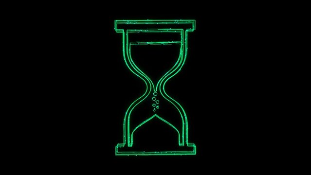 Loading Hourglass Animated Icon appearing with Lines on black. Simplistic hourglass glyph indicator sign, endless time process idea. time management, measuring time sandglass, sand timer or sand clock - Powered by Adobe