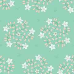 Vector Folklore Cute Florals in Pastel Colors seamless pattern background. Perfect for fabric, scrapbooking and interior design projects.