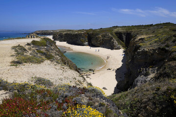 Fototapeta premium Sandy beach of Samouqueira, Vicentina coast, Porto Covo, Sines, Alentejo, Portugal