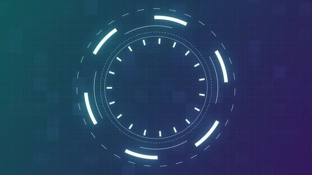 Animation of futuristic HUD user interface. FUI, GUI,UI virtual cyberspace elements. Abstract Computer technology background. hi-tech design.  virtual reality. copy space for text, banner