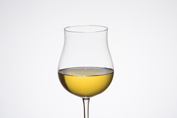 white wine glasses, tulip glass, oenology, wine cellars, white background.
