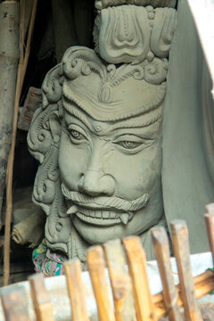 face make of clay by artist of Kumartuli
