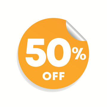 50% off. Sticker for offer, promotion, sales. Vector illustration for pricing in retail advertising campaigns.