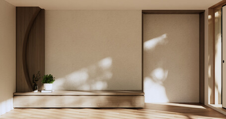 Fototapeta na wymiar Cabinet room wooden interior wabisabi style.3D rendering