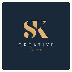 Monogram SK logo design, creative letter logo for business and company.