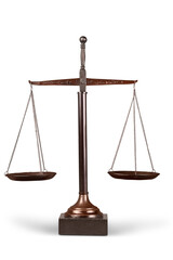 Law scales on table background. Symbol of justice
