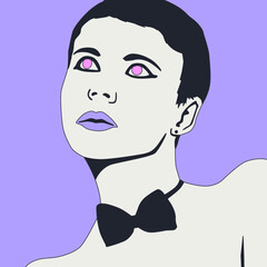 Fashion minimal illustration. Stylish party vampire demon girl.