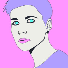 Fashion minimal illustration. Stylish party vampire demon girl.