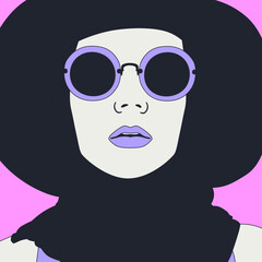 Fashion minimal illustration. Stylish Lady in retro hat. Vintage look