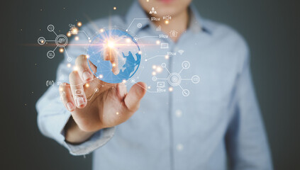 Concept future world change digital transformation 5 g internet of things new technology business process data strategy automation customer service management cloud computing AI intelligent industry