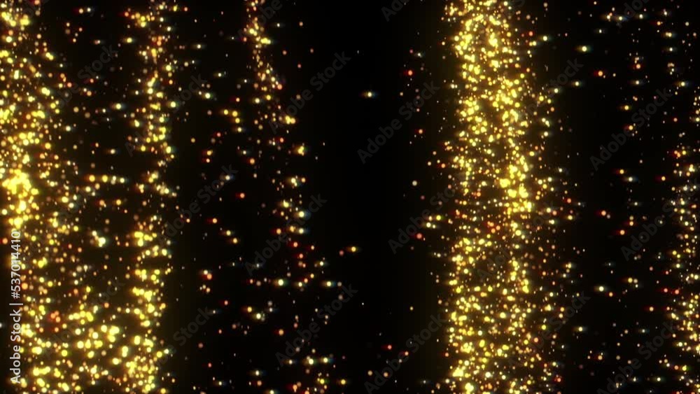 Poster 4k bokeh lights. glowing particles. floating defocused light particle. isolated on black background.