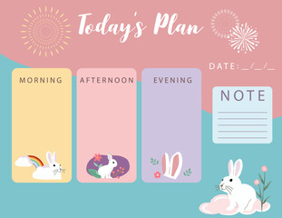 pastel cute planner with rabbit.Can use for printable,scrapbook,diary