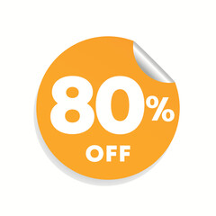 80% off. Sticker for offer, promotion, sales. Vector illustration for pricing in retail advertising campaigns.