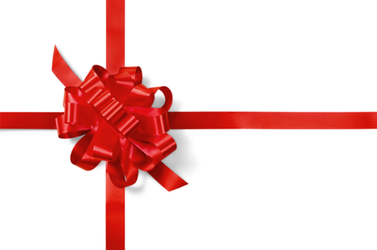 Red Christmas ribbon on white background