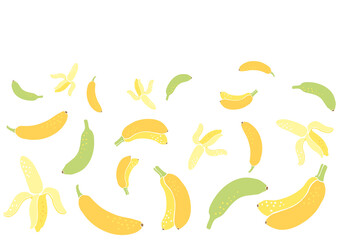 Background with yellow bananas. Decorative fruits.