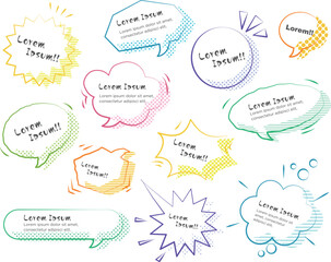 カラフルな吹き出しセリフ用囲みセット