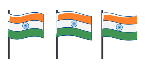Flags of India. Happy Republic Day of India. Indian national traditional holiday symbols.