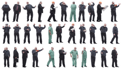 collage of a man in full growth displaying many professions and position