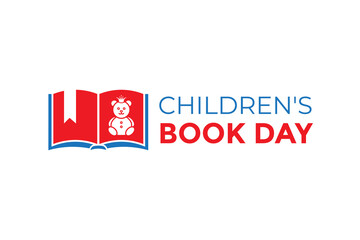 Fototapeta na wymiar Children's Book Day Isolated Vector Logo Icon