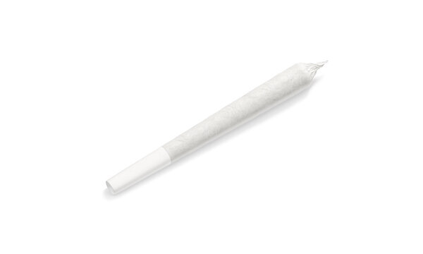 Blank white weed joint tube mockup, side view